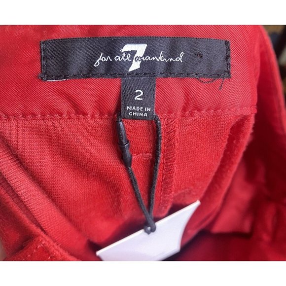 7 For All Mankind Women’s‎ Velvet Wide Leg Flare Side Stripe Pants Red 2 New - Picture 6 of 7